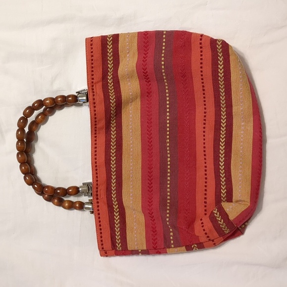 None Handbags - Striped bead handle day purse